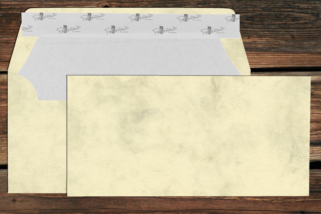 Briefhüllen mit Seidenfutter DL 110x220 mm Haftklebend Chamois Marmora 100 g/qm